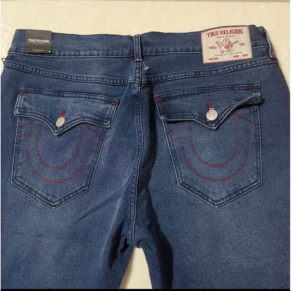 True Religion Ricky SN Flap Straight Jeans Mens 30 Medium Rustic Barn Wash Denim